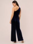 Adrianna Papell Plain Velvet Asymmetric Jumpsuit, Midnight