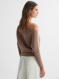 Reiss Lorna Ribbed Cold Shoulder Jumper, Camel