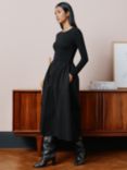 Albaray Cotton Rib Midi Dress, Black