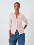 John Lewis Cashmere Crew Neck Cardigan, Light Pink