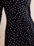 Boden Abigail Spot Ecovero Jersey Dress, Black/Milkshake Spot