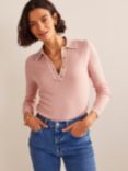 Boden Henley Fine Merino Blend Collar Jumper, Peachskin