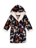 Chelsea Peers Kids' Fleece Dogs Print Hooded Dressing Gown, Navy/Multi