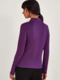 Monsoon Ruched Jersey Shirt, Purple