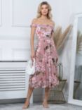 Jolie Moi Paula Bardot Floral Print Midi Dress, Dusty Pink, Dusty Pink