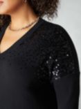 Live Unlimited Curve Cashmere Blend Sequin Jumper Dress, Black