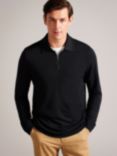 Ted Baker Karpol Long Sleeve Soft Touch Polo Top, Black