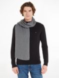 Tommy Hilfiger Essential Flag Knitted Cashmere and Organic Cotton Blend Scarf, Mid Grey Heather