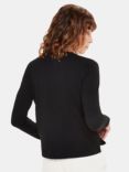 Whistles Crew Neck Pocket Top, Black