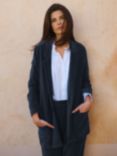 NRBY Natalie Ribbed Velour Cardigan Jacket, Grey Charcoal