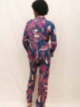 Fable & Eve Southbank Leaf Print Long Sleeve Pyjama Set, Navy