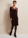 Phase Eight Elina Zebra Velvet Dress, Burgundy