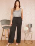 Yumi Satin Relaxed Trousers, Black