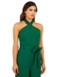 Yumi Mela London Cross Over Halter Neck Jumpsuit, Green