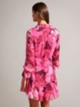 Ted Baker Jjojjo Ruffle Mini Dress With Metal Ball Trim, Pink Hot