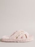 Ted Baker Topply Faux Fur Cross Over Slippers, Pink Light