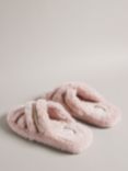 Ted Baker Topply Faux Fur Cross Over Slippers, Pink Light