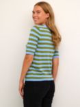 KAFFE Milo Short Sleeve Striped T-Shirt, Calla Green/Corn