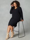 Live Unlimited Curve Cashmere Blend V-neck Dress, Black