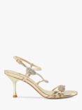 Dune Maritz Metallic Embellished Heeled Sandals, Gold, Gold
