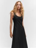 Mango Luca Linen Blend Dress, Black