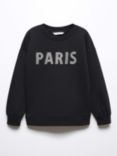 Mango Kids' Paris Cotton Sweatshirt, Black