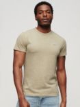 Superdry Organic Cotton Essential Small Logo T-Shirt, Tan Brown Fleck Marl