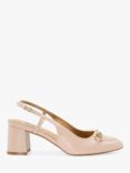 Dune Wide Fit Cassie Leather Slingback Court Shoes, Nude