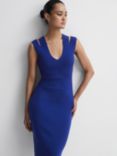 Reiss Kara Knit Ribbed Bodycon Midi Dress, Purple