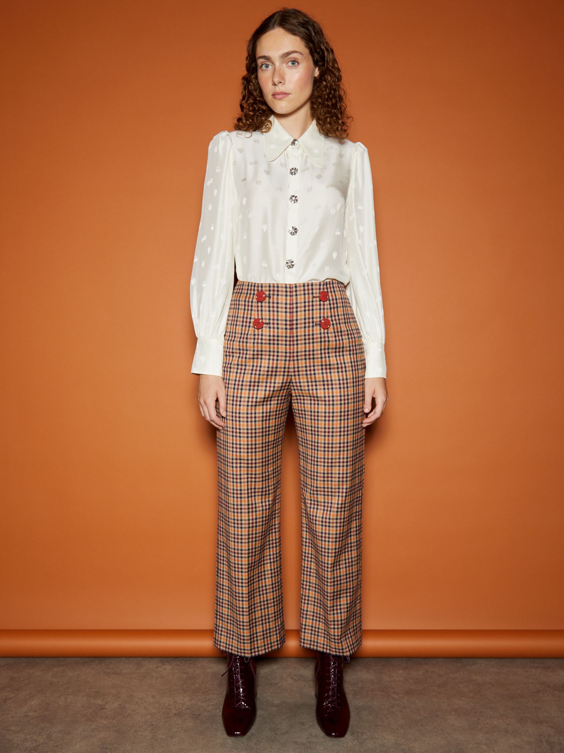 L.K.Bennett x Ascot Collection: Polly Check Sailor Trousers, Multi