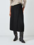 John Lewis Woven Pleated Midi Skirt, Black