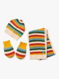 Little Green Radicals Kids' Rainbow Stripe Knitted Beanie, Scarf & Mittens Set, Multi