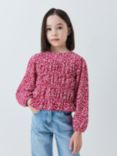 John Lewis Kids' Floral Print Long Sleeve Crinkle Top, Cactus Flower