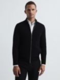 Reiss Hampshire Long Sleeve Merino Zip Jacket, Black