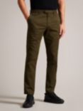 Ted Baker Haydae Slim Fit Textured Chinos, Green Khaki