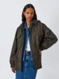 John Lewis Oversized Cotton Twill Military Jacket, Khaki