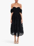 True Decadence Amelia Floral Bardot Midi Dress, Black