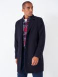 Crew Clothing Wool Blend Petersfield Coat, Navy Blue