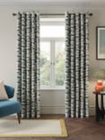 John Lewis Brushstroke Stripe Weave Pair Lined Eyelet Curtains, Navy