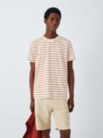 John Lewis Heavyweight Cotton Breton Stripe T Shirt, Ecru/Arabian Spice