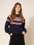 White Stuff Frankie Fairisle Jumper, Dark Navy/Multi