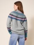 White Stuff Izzy Fairisle Jumper, Grey/Multi