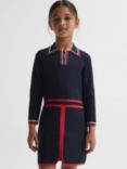 Reiss Kids' Ruby Knitted Polo Dress, Navy