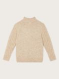 Monsoon Kids' Cable Half Zip Knitted Jumper, Stone
