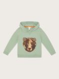 Monsoon Kids' Bear Graphic Cotton Hoodie, Green