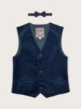 Monsoon Kids' Velvet Waistcoat & Bow Tie Set, Navy