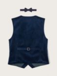 Monsoon Kids' Velvet Waistcoat & Bow Tie Set, Navy