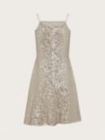 Monsoon Kids' Charlotte Sequin Cut Out Party Dress, Champagne