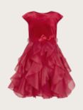 Monsoon Kids' Velvet CanCan Ruffle Party Dress, Red