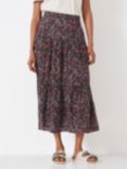 Crew Clothing Sienna Floral Print Midi Skirt, Brown